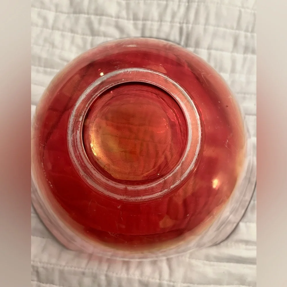 Vintage Indiana Glass Anchor Hocking Cranberry Pink Glass Chip and Dip Bowl